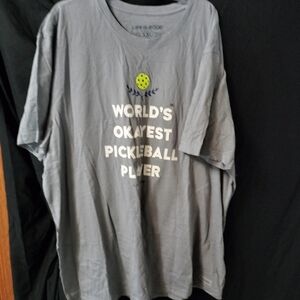 Life Is Good Gray V-Neck T-Shirt Pickle Ball